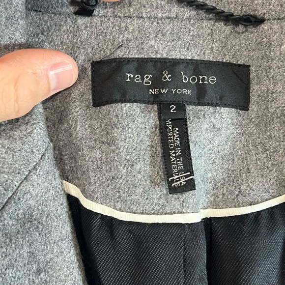 Rag & Bone Size 2 Made in USA Gray One Button Wool Vented Blazer Classic Chic - Picture 7 of 14